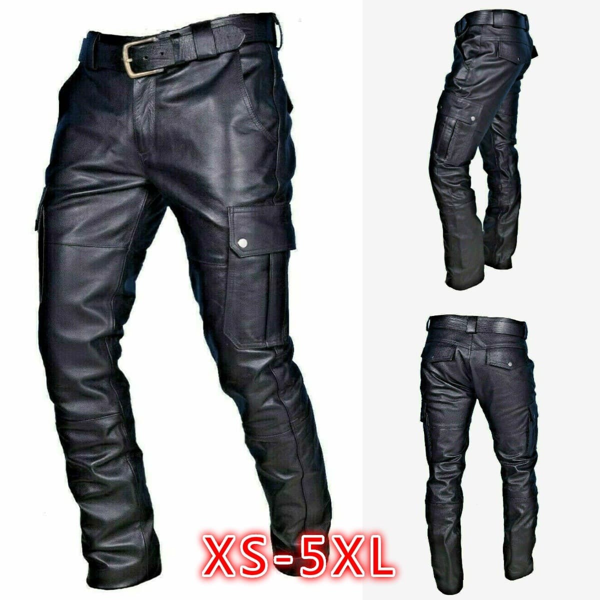 2019 New Hot-Selling Wish Amazon Best-Seller European and American Trendy Brand Solid Color PU Tie Casual Leather Pants Fashion