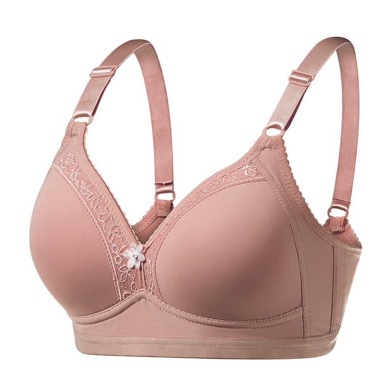 New Middle-aged and Elderly Women's Large Cup Thin Cotton Wireless Bra Gathered Comfortable Underwear