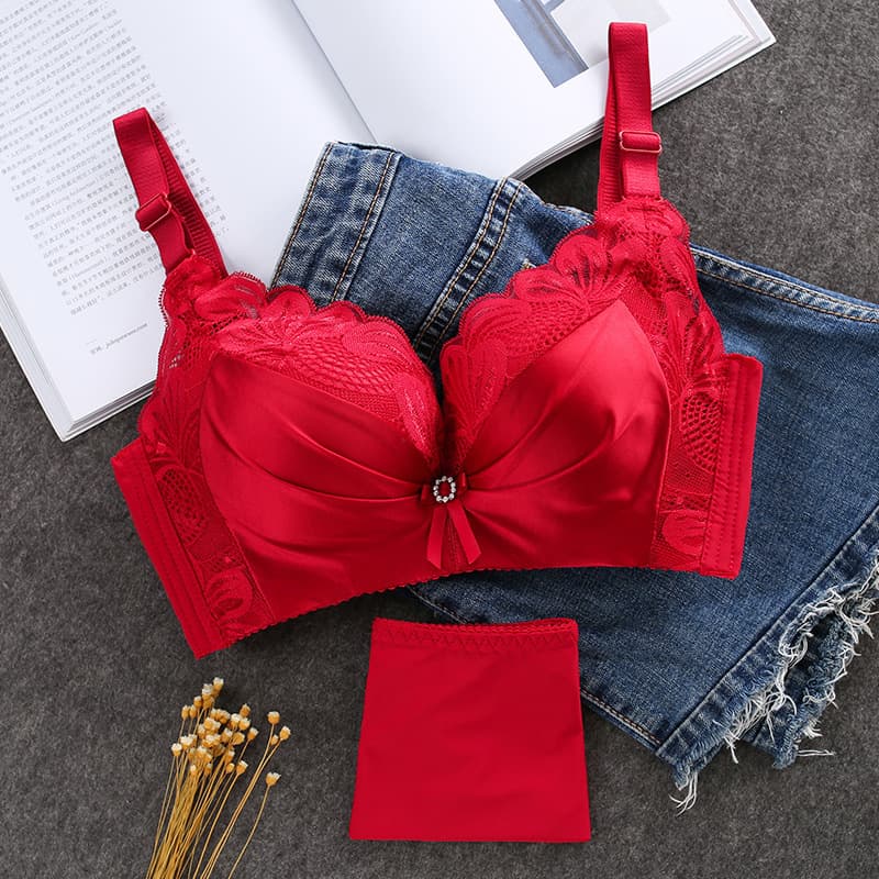 New Style Wireless Bra French Lace Women's Bra Sexy Skin-Friendly Diary Bra Set