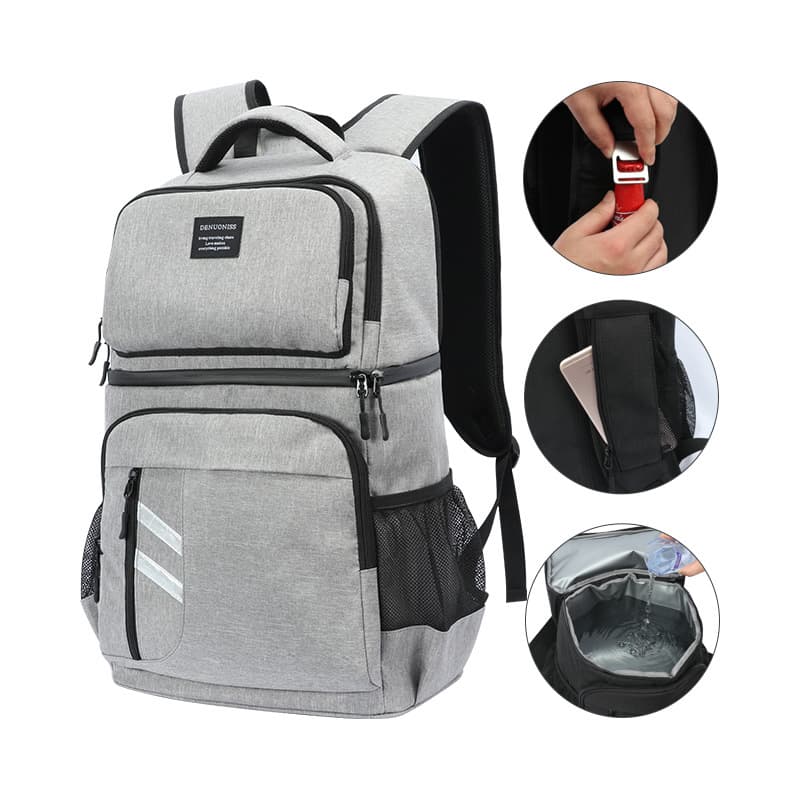 Foreign Trade Cross-border Double-layer Insulation Backpack Large Capacity Ice Bag Waterproof Picnic Backpack Red Wine Bag with Bottle Opener