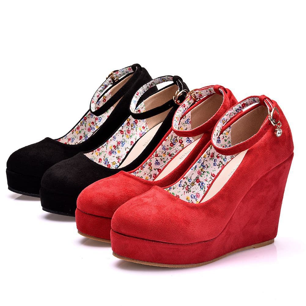 Japanese and Korean Round Toe Platform Wedge Heel Flats, One-Strap Buckle Mary Jane Wedge Heel Flats, Spring Autumn Flats for Women, Thick Sole Shoes