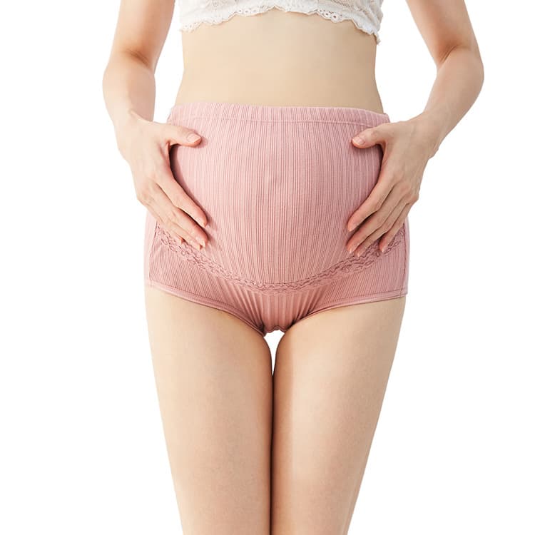 Large Size Breathable High-Rise Belly Support Adjustable Maternity Underwear, Lace Combed Cotton Ribbed Briefs from Manufacturer