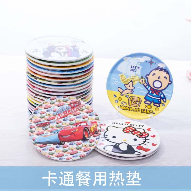 Cartoon Melamine Insulation Mat Imitation Porcelain Table Mat Household European Plate Mat Bowl Mat Heat-Resistant Anti-Scalding Pot Mat Coaster