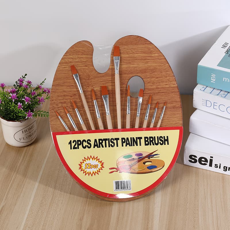 Oval wood palette watercolor gouache pen palette Children DIY painting palette sample wholesale
