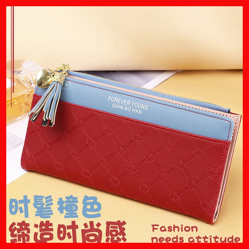 2025 Women's Long Zipper Wallet New Pu K-Style Large Capacity Wallet Tassel Hand Card Holder Coin Purse for Women