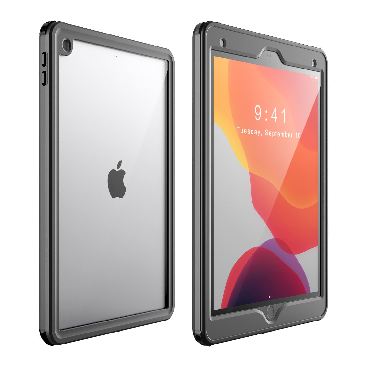 New Slim Transparent Solid Color Waterproof Case for iPad 10.2, iPad Tablet Waterproof Protective Cover