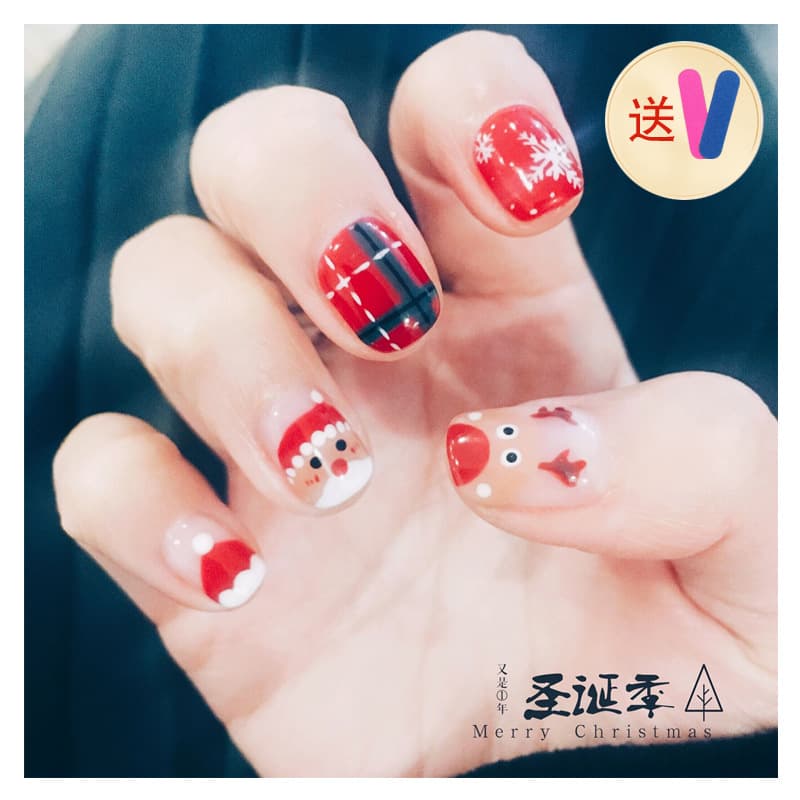 2026 New Cross-Border Christmas Nail Art Full-Cover Stickers Nail Polish Stickers 14 Nail Stickers Christmas Nail Art Accessories