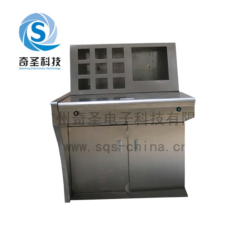 Video Security Monitoring Power Control Console, Stainless Steel Piano-Style Terminal Control Desk