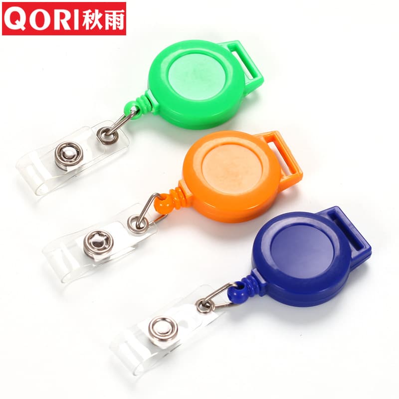 Autumn Rain 15mm Webbing Square Loop Plastic Pull-Tab, Badge Lanyard with Retractable Clip, Retractable ID Card Holder