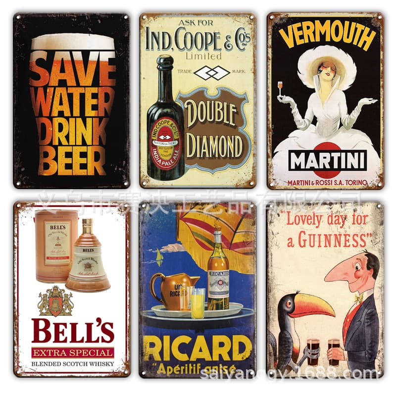 Beer Character Tin Sign Retro Vintage Wall Hanging Bar Wall Home Decor Plaque Poster