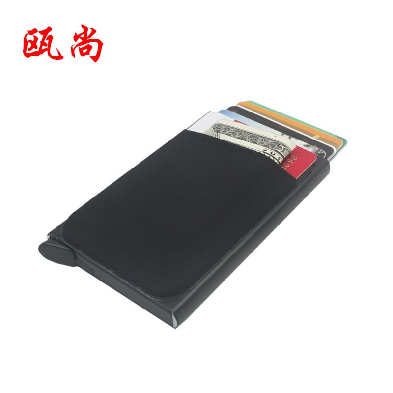 Cross-border Card Holder Aluminum Alloy Credit Card Case Anti-Demagnetization Automatic Pop-up Card Case Lycra Elastic Fabric Card Holder RFID