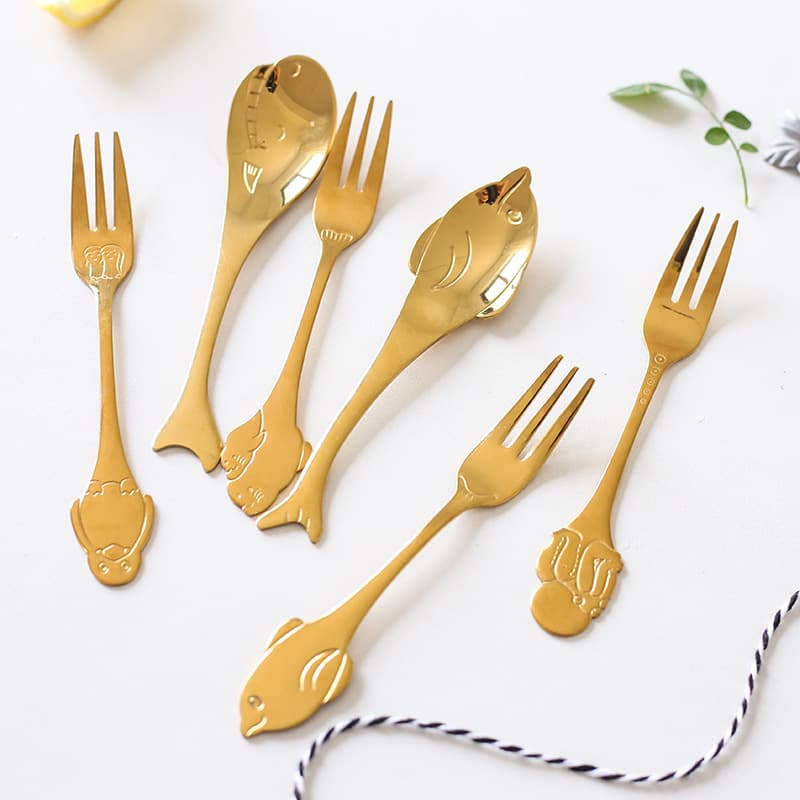 304 Stainless Steel Iridescent Spoon Creative Cartoon Fish Spoon Stirring Spoon Coffee Spoon Children's Spoon
