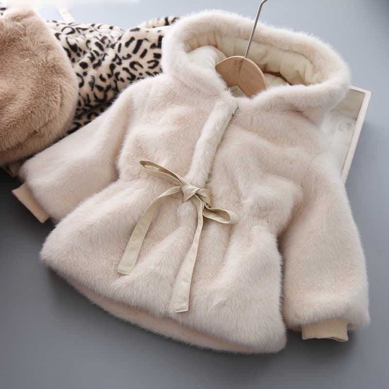 2326 Children's Clothing Wholesale, Kids Faux Fur Sweater, Girls Hooded Faux Fur Coat, Warm Winter Cotton Coat