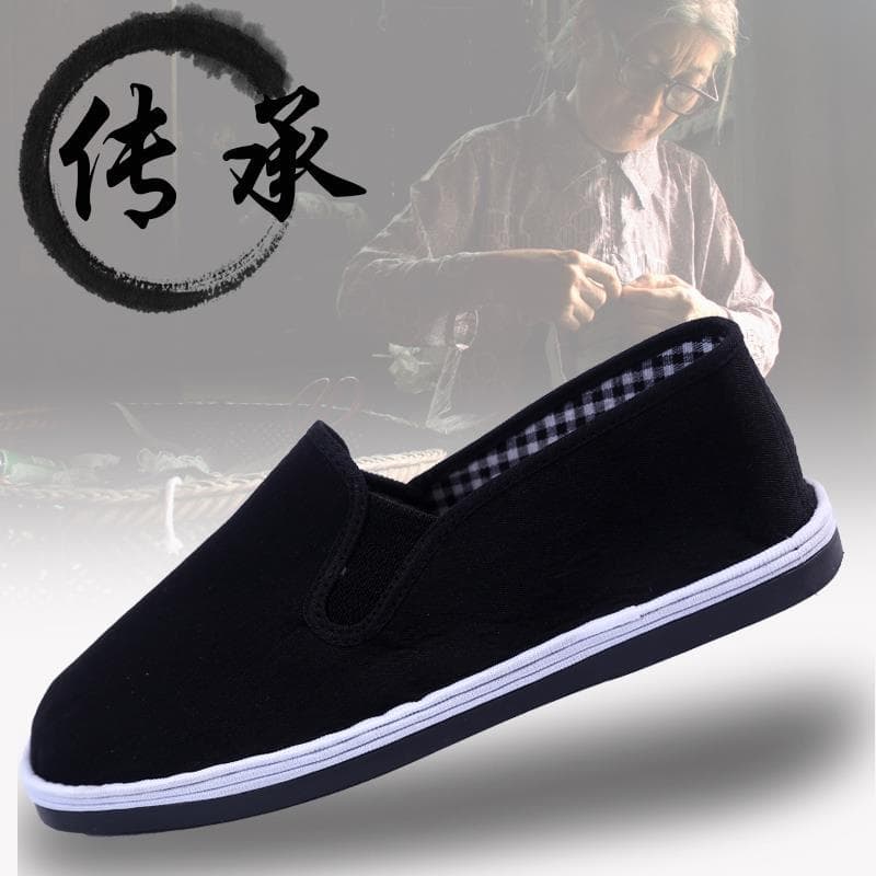 Drop Shipping Old Beijing Cloth Shoes Men's Black Cloth Shoes Thickened Thousand-Layer Sole Slip-On Low-Top Men's Cloth Shoes