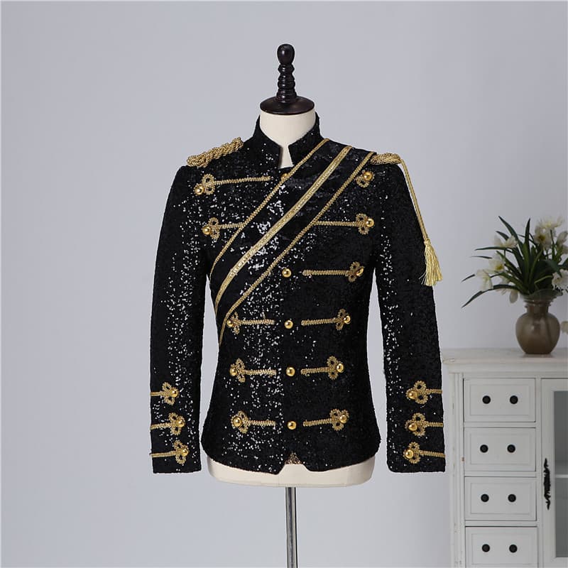 New cross-border Michael Jackson sequined stage costume for men, banquet guests, band members, rock singers, stand-up collar.