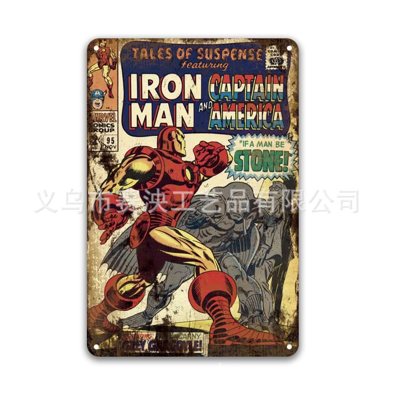 Vintage European and American Tin Sign Anime Hero Metal Art Wall Decor Bar Home Decorative Poster