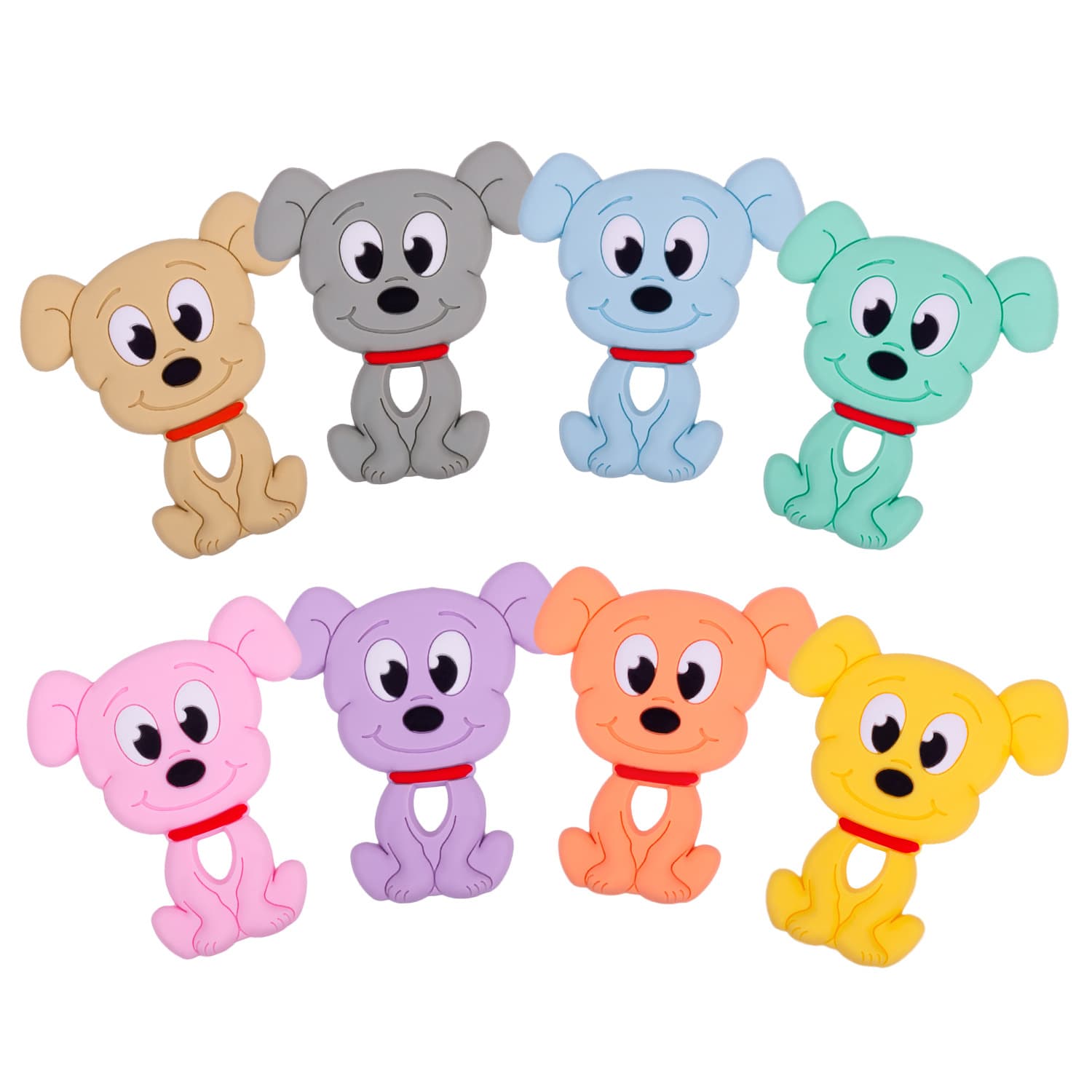 Multi-Color Food-Grade Silicone Teether for Babies and Infants, Drop Glue Dog Animal Toy, Wholesale In Stock