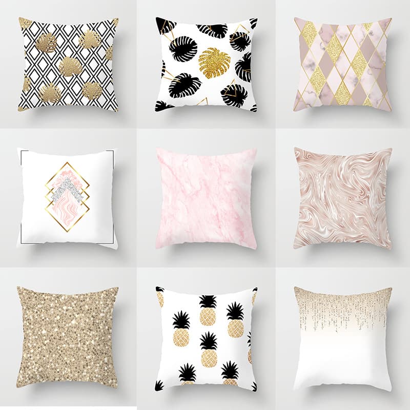 Nordic Pink Marble Geometric Cushion Cover Modern Home Sofa Cushion Cushion Cover Wholesale Soft Furnishing