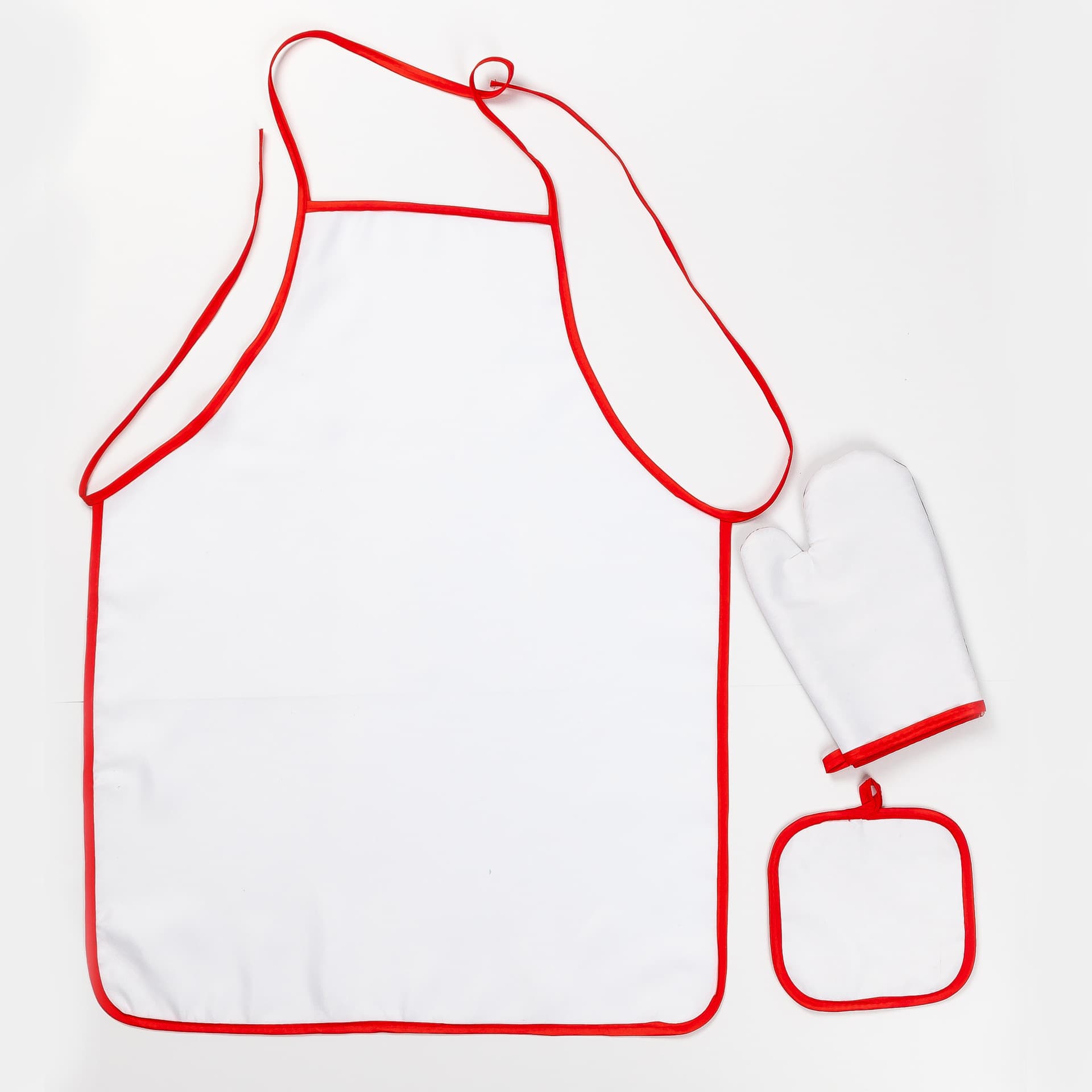 Solid Color Polyester Apron with Microwave Gloves and Pot Holders, Cotton/Linen Blend Printed Set in Multiple Sizes