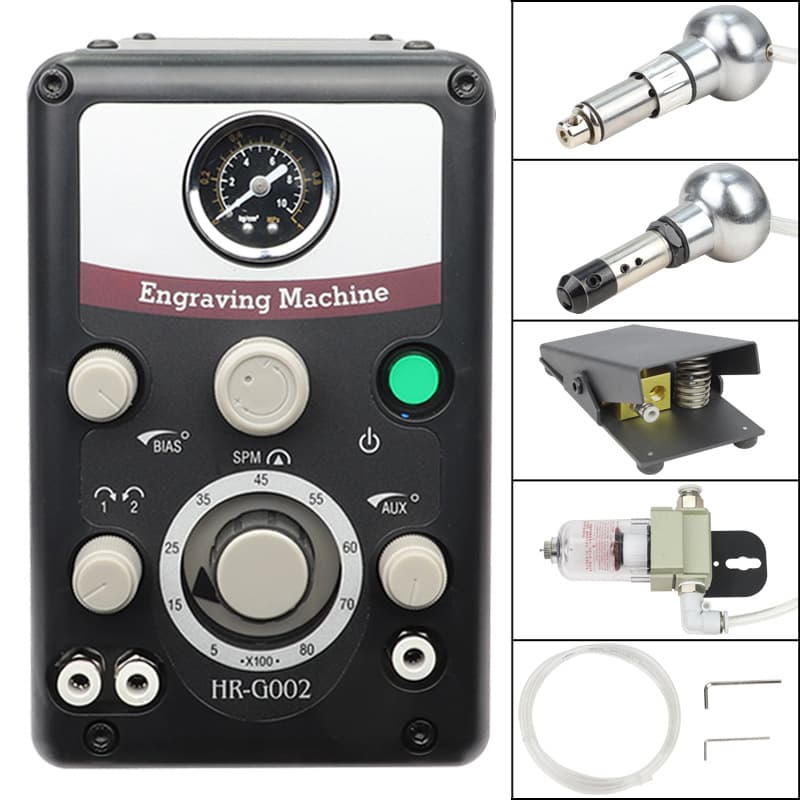 Dual-Head Pneumatic Engraving Machine Jewelry Beading Edge Machine Micro-Setting Engraver Pattern Carving Machine Metal Engraving Edger