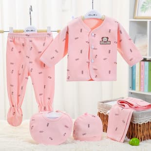 Infant Underwear Set Baby Autumn Long Johns Set Boys Girls 5-Piece Set Newborn Baby Clothes Pants