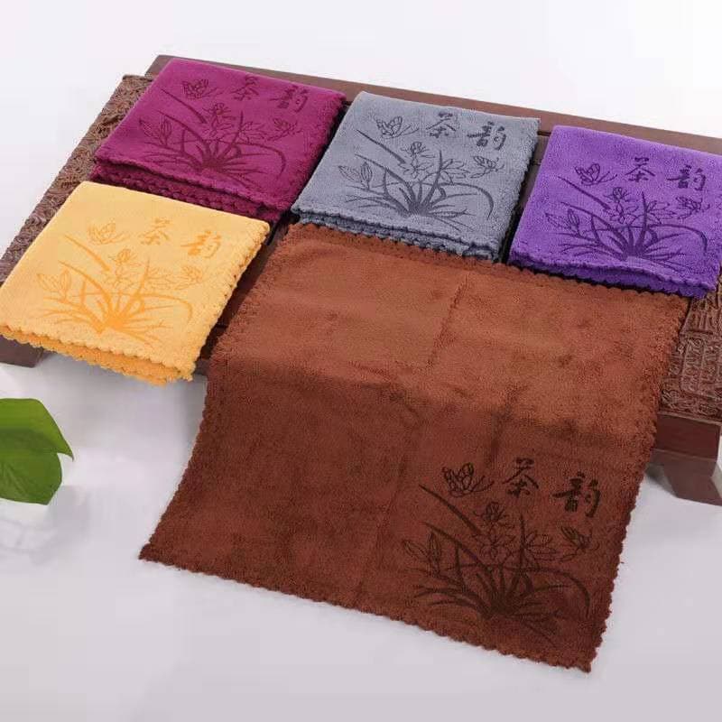 Custom tea towel, thickened absorbent tea towel, tea table cloth square towel, kung fu tea mat, teapot maintenance cloth, independent packaging with logo option.