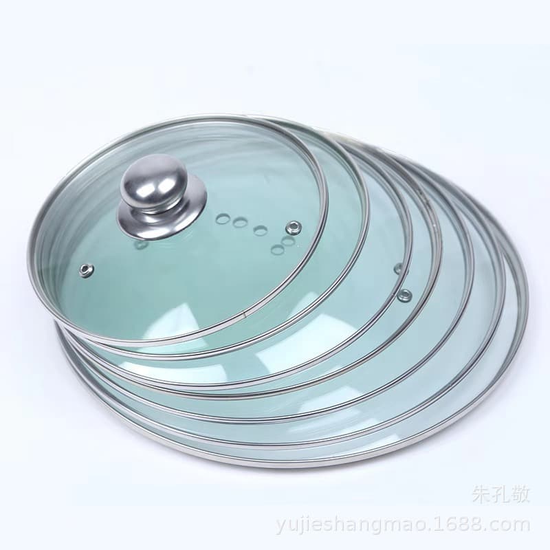 Factory Price Sale of G-Shaped Tempered Glass Pot Lids, Round Transparent Milk Pot, Flat Bottom Wok Covers 16cm-40cm