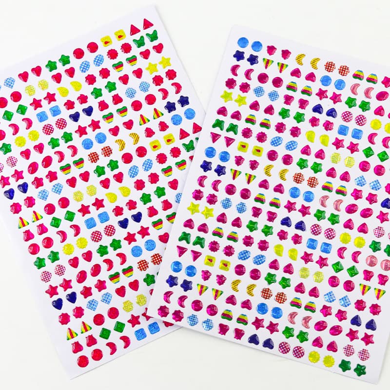 Children's Reward Crystal Drop Glue 3D Stickers Nail Stickers Ear Stickers Kindergarten Educational Colorful Shiny Stickers