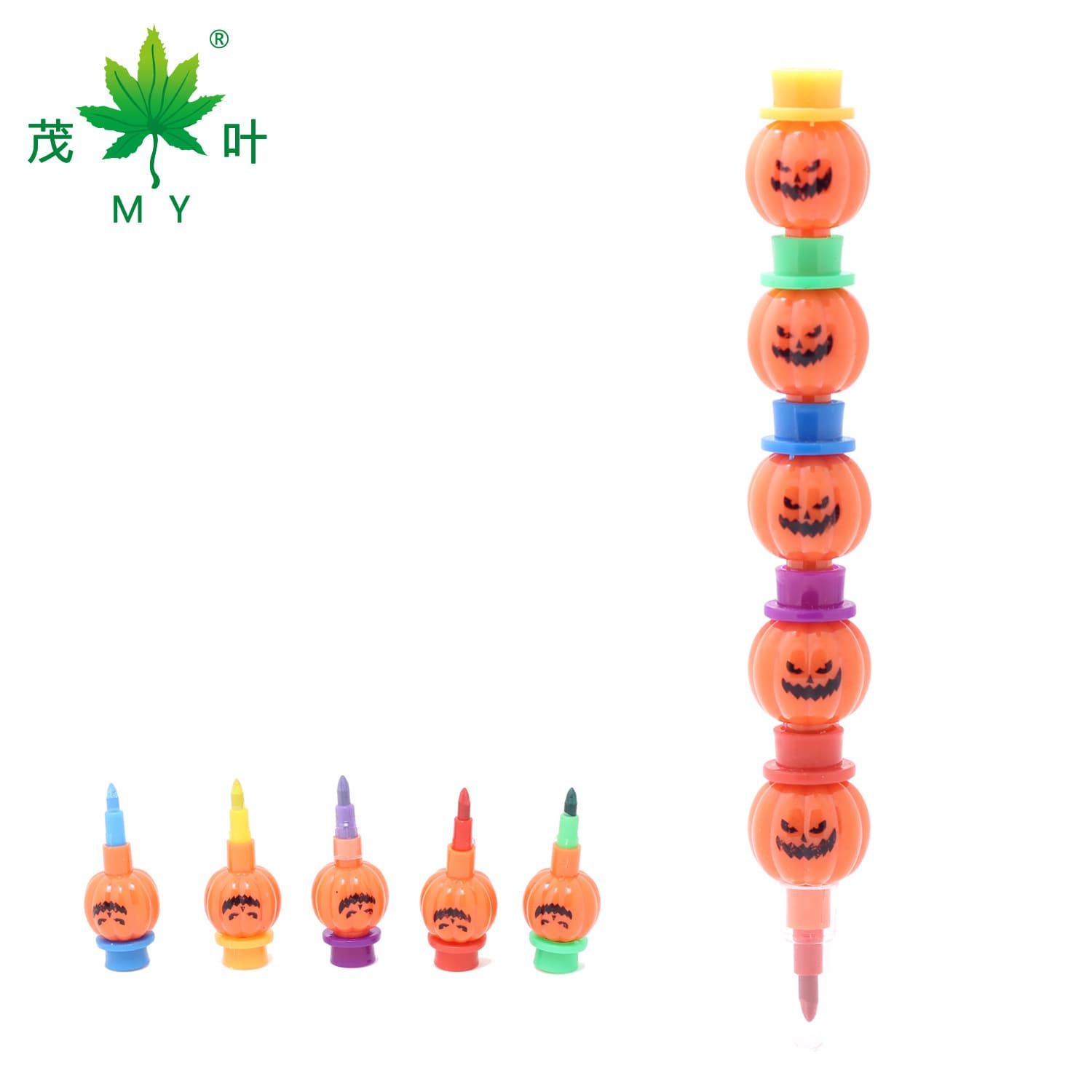 5-section hat pumpkin pencil crayon (MYS49), Halloween children's toy for drawing, connectable and cute.