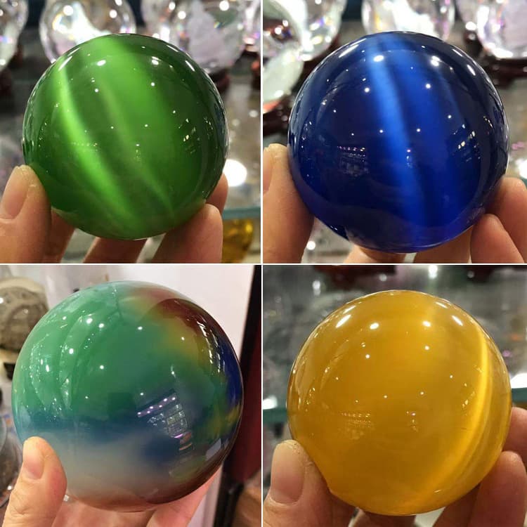 Wholesale from Manufacturer: Multicolor Cat's Eye Ball Ornament, Living Room Decor, Hand Play Ball, Cat's Eye Stone Crystal Ball, Feng Shui Sphere