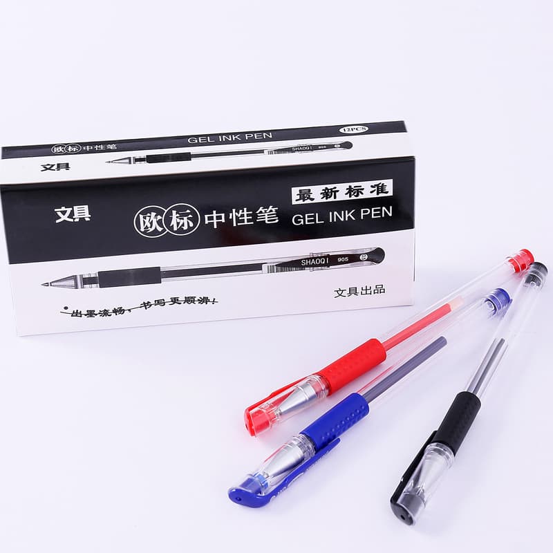 Office Supplies European Standard Boxed Gel Pen Bullet Plastic Signature Pen Fountain Pen 0.5mm Black Pen Stationery Wholesale