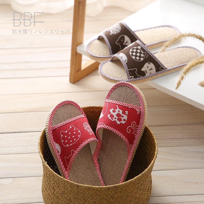 Linen Home Slippers for Spring and Summer, Men and Women Couples Indoor Soft-Bottom Floor Slippers for Guests, Hotel, and Guesthouse Sandals