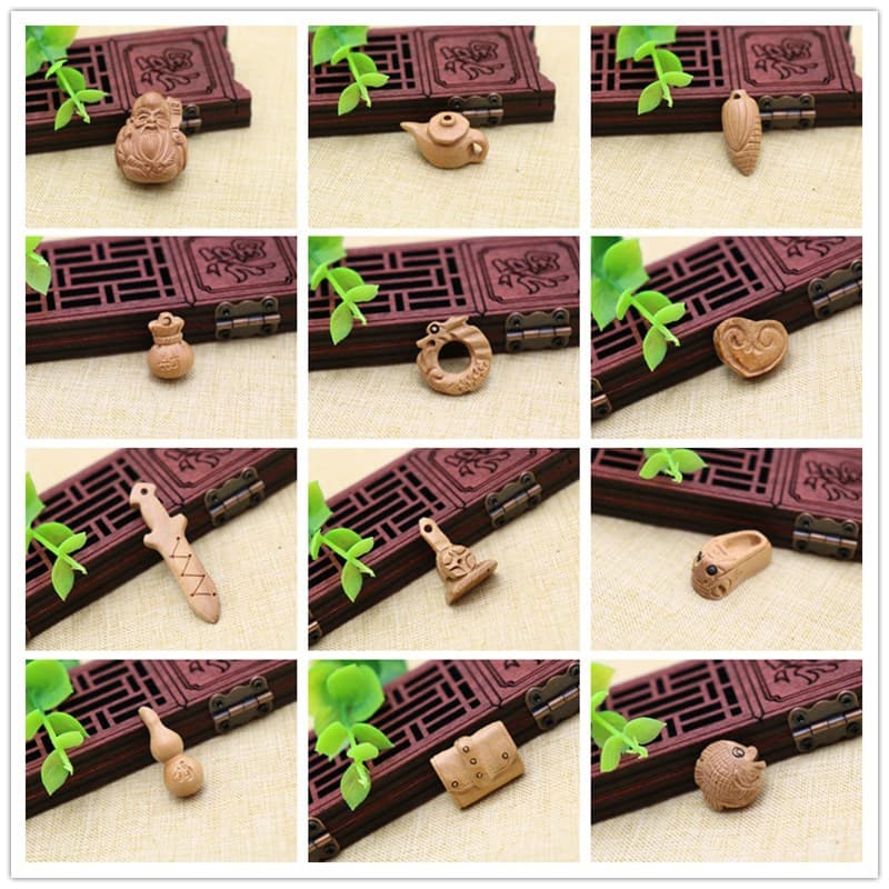 Wood Carving Accessories for Babies and Children, Portable Pendant Hangings, Handmade Material Ornaments, Cultural Play Bodhi Peach Wood Sword
