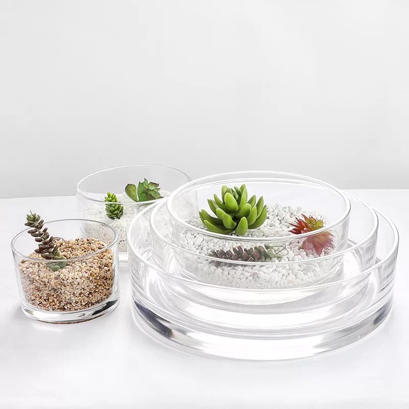 European Style Fashionable Simple Transparent Glass Round Tray Floating Wax Plate Salad Bowl Soft Decoration Landscape Decoration Ornaments