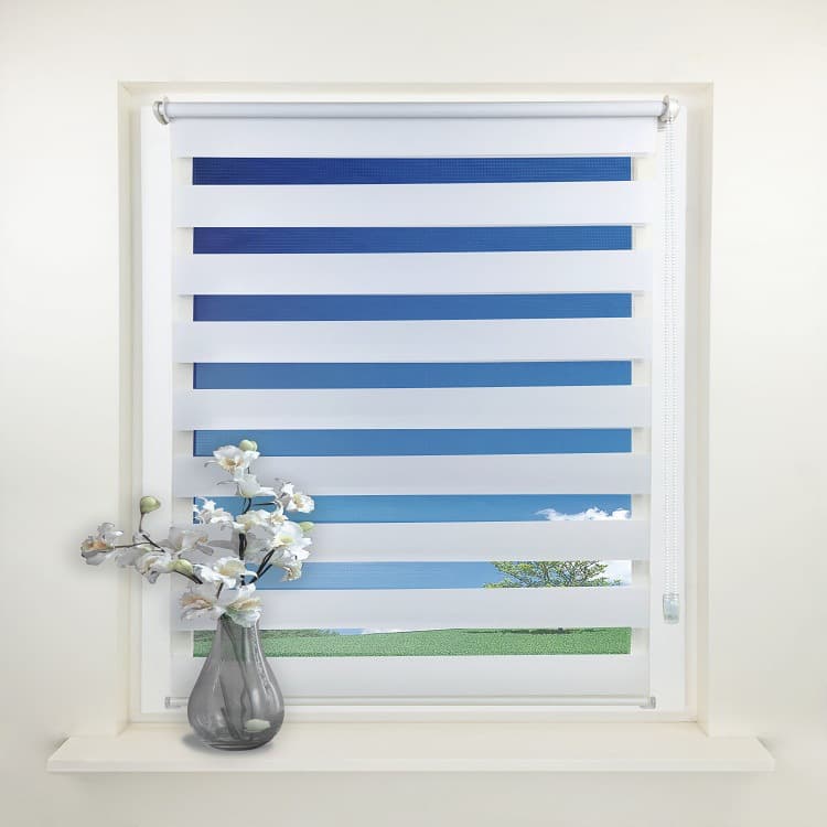 Zebra Stripe Soft Gauze Rainbow Light-Blocking Roller Blinds for Office Bedroom Kitchen Bathroom Double Layer Shutter Style