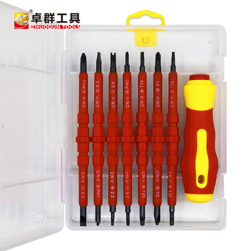 8-in-1 Screwdriver Set Electrician Bit Dual-Head Chrome Vanadium Steel Insulated Home Office Repair Tool Kit