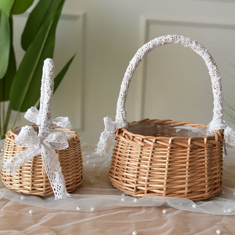 Flower Basket, Rattan Woven Handheld, Stock Flower Child Fresh Flowers Craft, Flower Art Shop Basket, Flower Basket Small Handheld Basket
