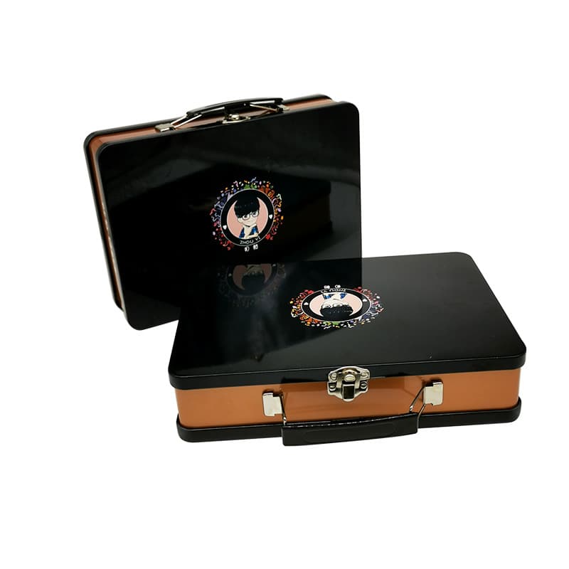 Tool Gift Box Hair Clipper Hair Iron Rectangular Handheld Metal Tin Box Tinplate Box Double-Sided Printing Black Iron