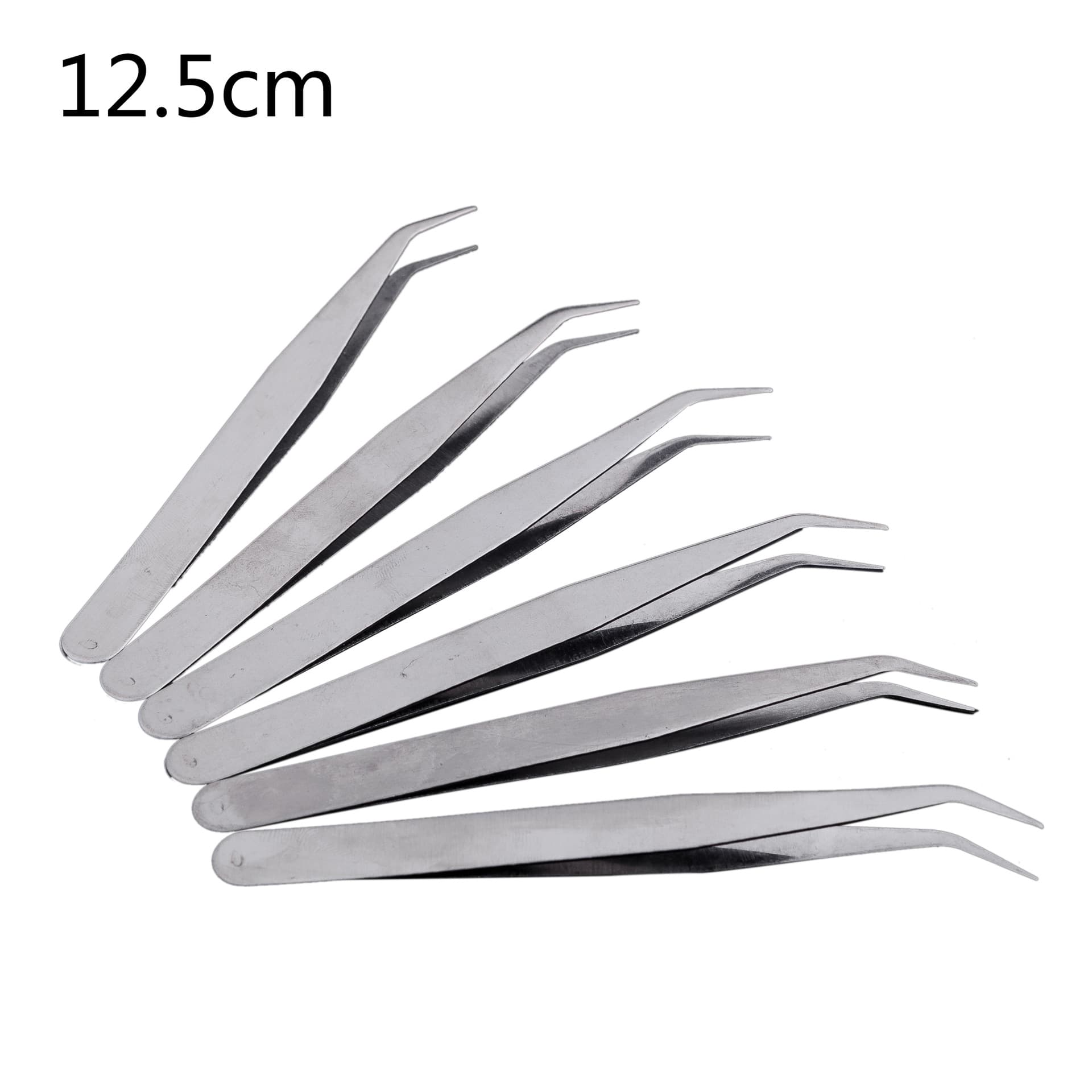 1.0mm stainless steel tweezers 125mm length succulent plant tool straight tip curved tip blister card packaging