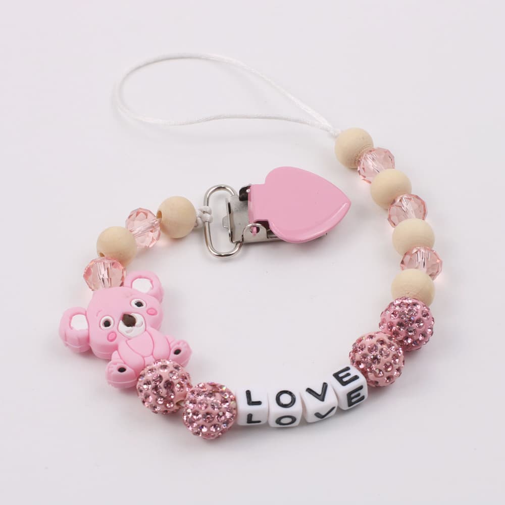 Silicone Baby Pacifier Chain Wooden Kangaroo Cartoon Anti-drop Baby Feeding Supplies Comforting Nipple Chain