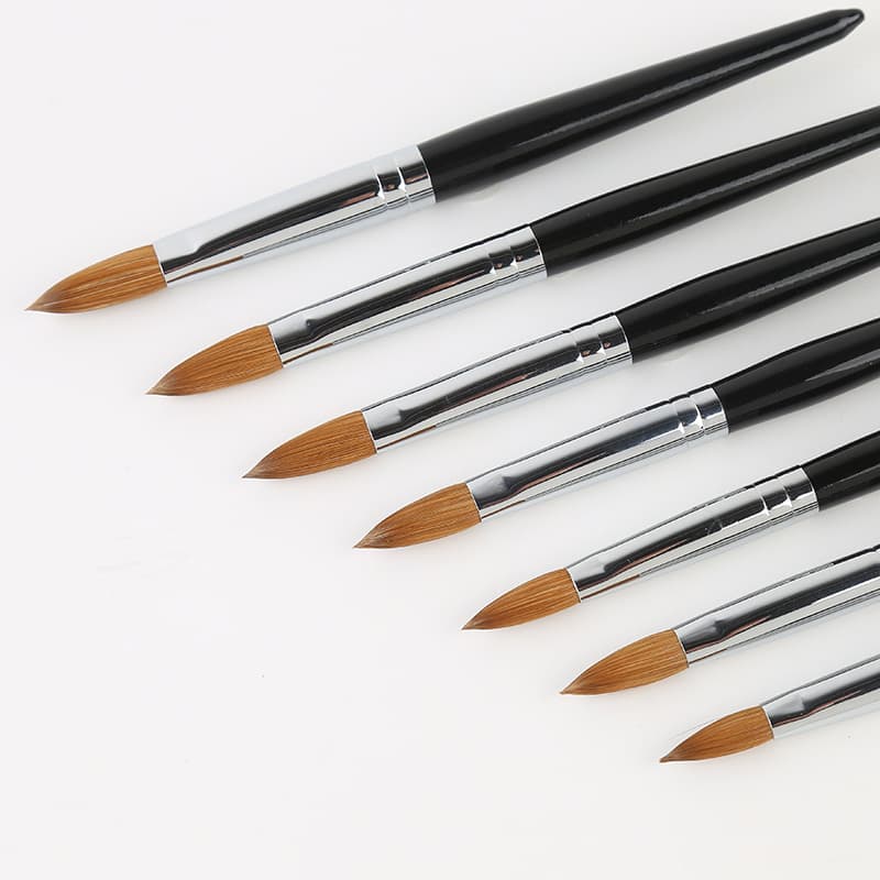 Nail Art Brush Set Black Wood Handle Sable Hair 7 Pieces Beginner Gel Brush Carving Brush Nail Brush Wholesale
