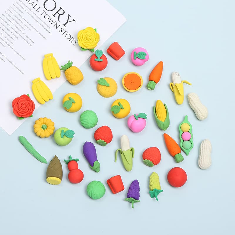Cartoon fruit eraser, cute creative vegetable pumpkin blind box eraser, cute gashapon eraser, large quantity discount