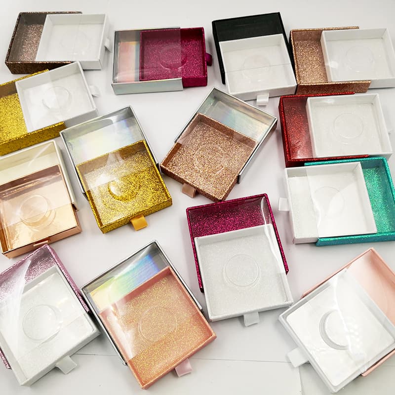 False Eyelash Square Pull Fine Layered Box Window Eyelash Box False Eyelash Packaging Box with Bracket and Fixed Logo