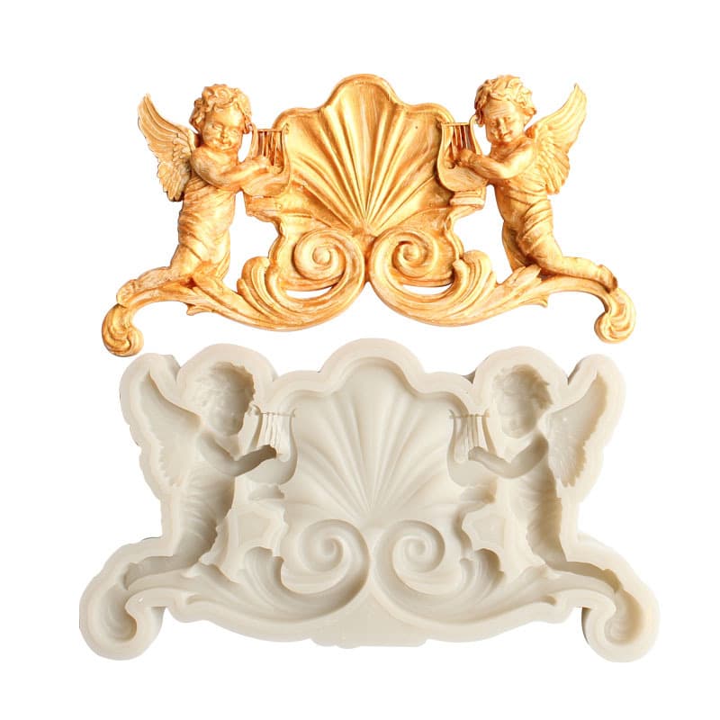 DIY Angel Harp Fondant Chocolate Cookie Cake Chocolate Resin Soap Silicone Mold