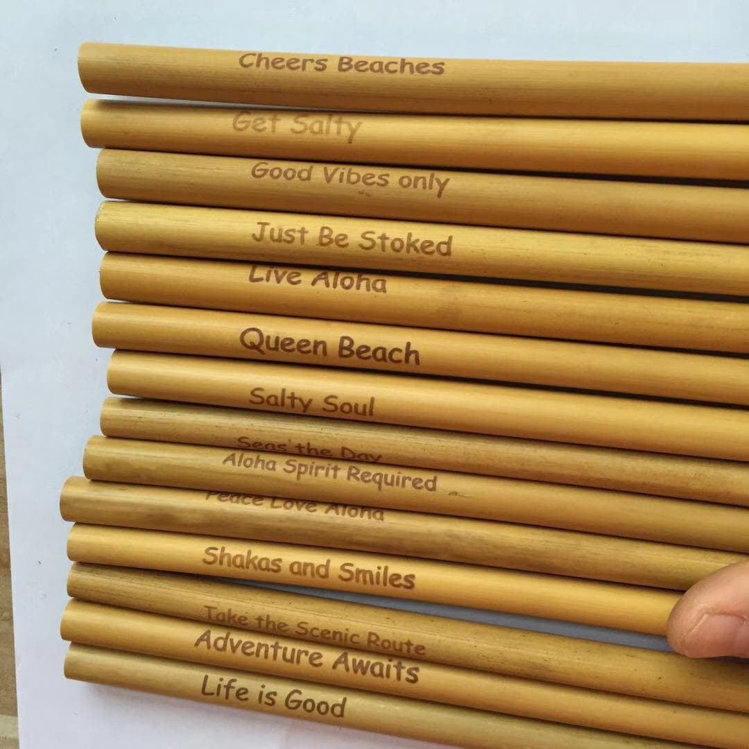 Factory Direct Cross-border 20CM Yellow Bamboo Green Bamboo Straw Reusable Bamboo Straw