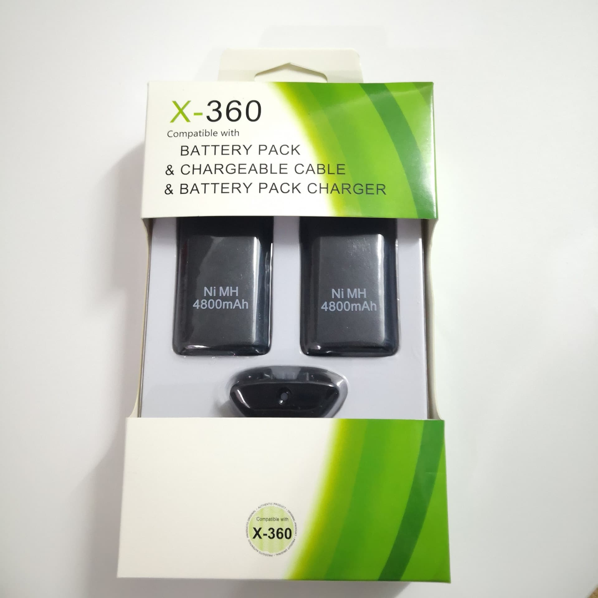 Xbox 360 Controller Battery, Xbox 360 Wireless Controller Dual Battery with Charging Cable, 3-in-1 Kit