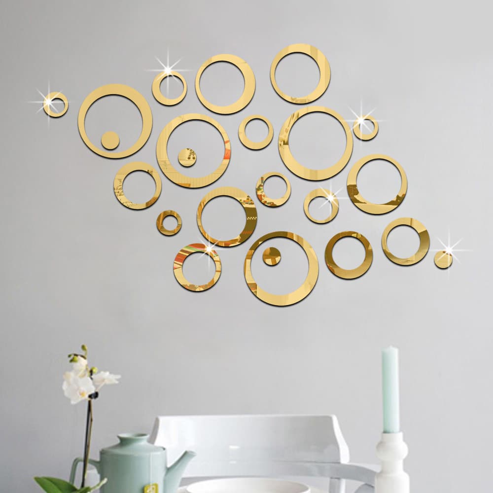24 Round Acrylic 3D Wall Stickers DIY Mirror Decals Circular Wall Decor for Bedroom Room