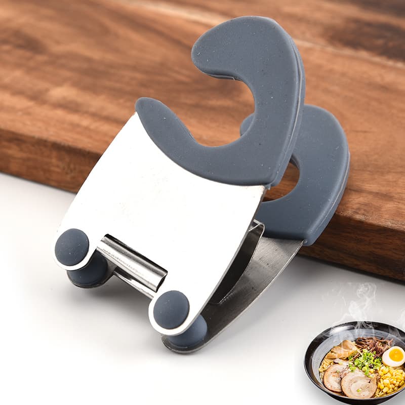 Kitchen Utensil Support Stand, Stainless Steel Spoon Holder, Pot Edge Gripper, Kitchen Gadget, Anti-Clip Multifunctional Silicone Clip, Anti-Scald