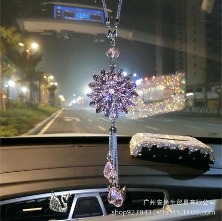 Car Crystal Snowflake Pendant, Comet Pendant, Rearview Mirror Pendant, Rhinestone Creative Car Pendant, Personality