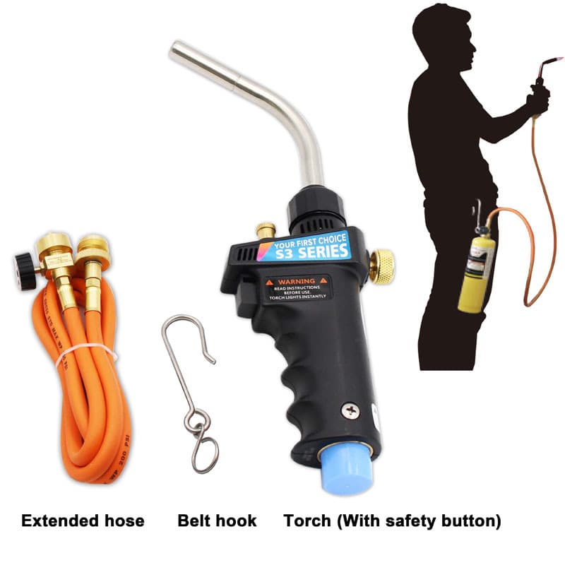 American High-Temperature Welding Torch Oxygen-Free MAPP Gas Welding Torch for Air Conditioning Repair with Lockable Safety Lock